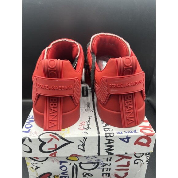 Dolce & Gabbana Portofino Calfskin Leather Red Sneakers EUR 45 / US 12 W/BOX main image 7